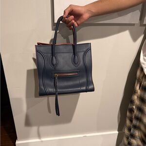 Celine phantom bicolor leather tote blue/orange